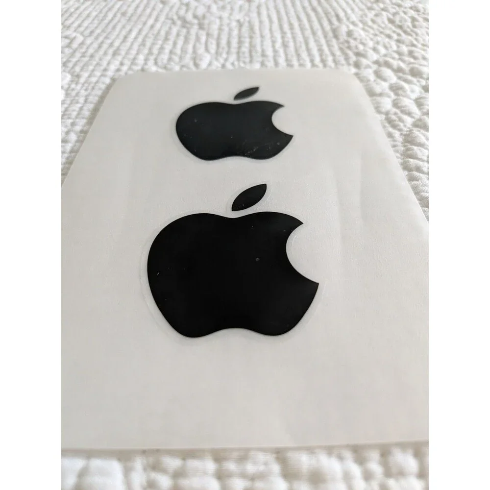 Apple Logo Sticker, OEM, Black 1.75x2 inches, Sheet of 2